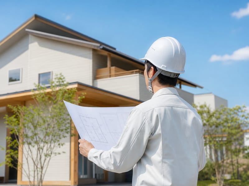 新築住宅を図面と照合して確認する調査士